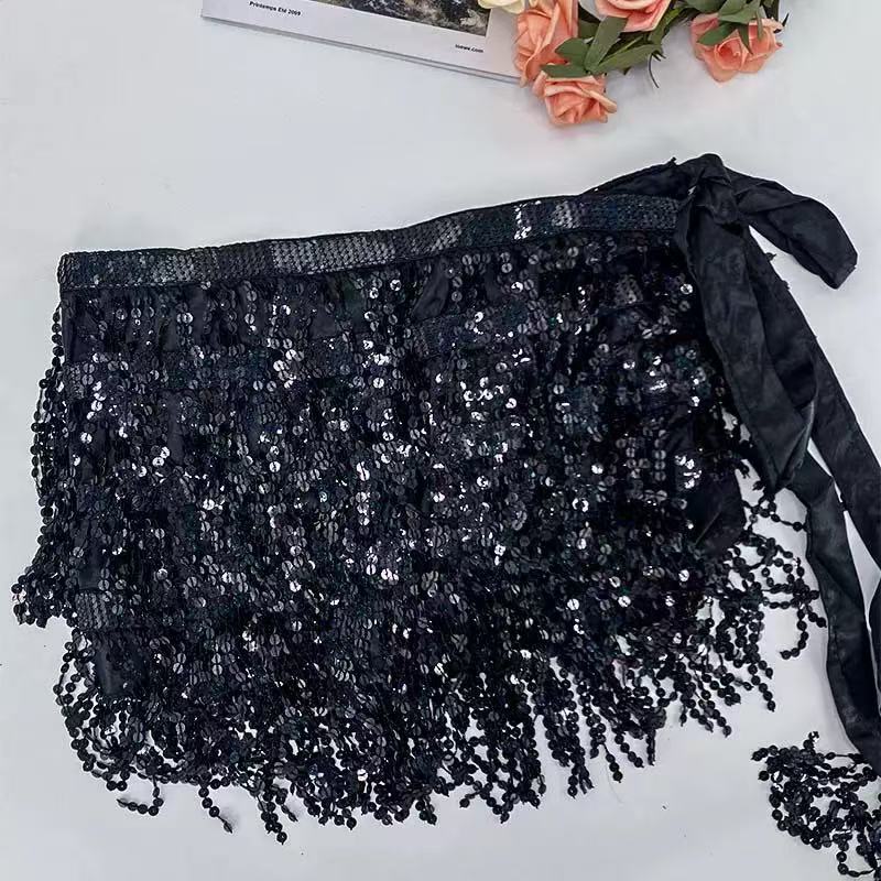 Bohemian Dance 3-Layer Sequined Tassel Waist Scarf